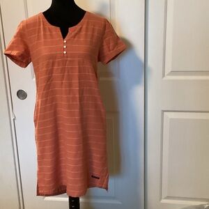 Batela Sea Style Casual Linen Striped Dress with Buttons 38 M NWT